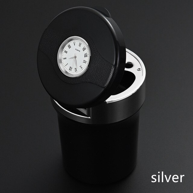 auto di alta Qualità portato Posacenere tazza titolare con Orologio per Skoda Octavia A5 A7 superbo Fabia rapido yeti Kodiaq 2018 2019 Accessori: Argento