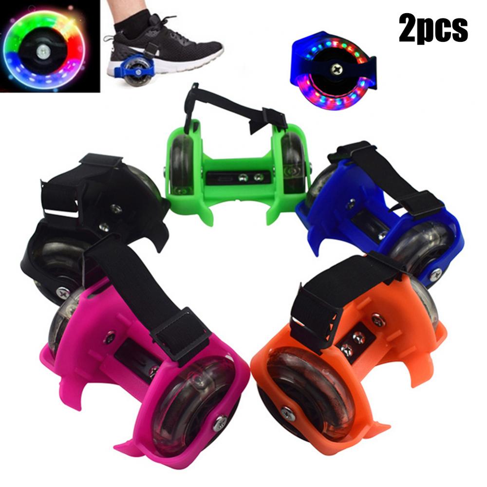 Patines ajustables para niños, zapatos de tacón con luz LED intermitente, para exterior, 2 piezas