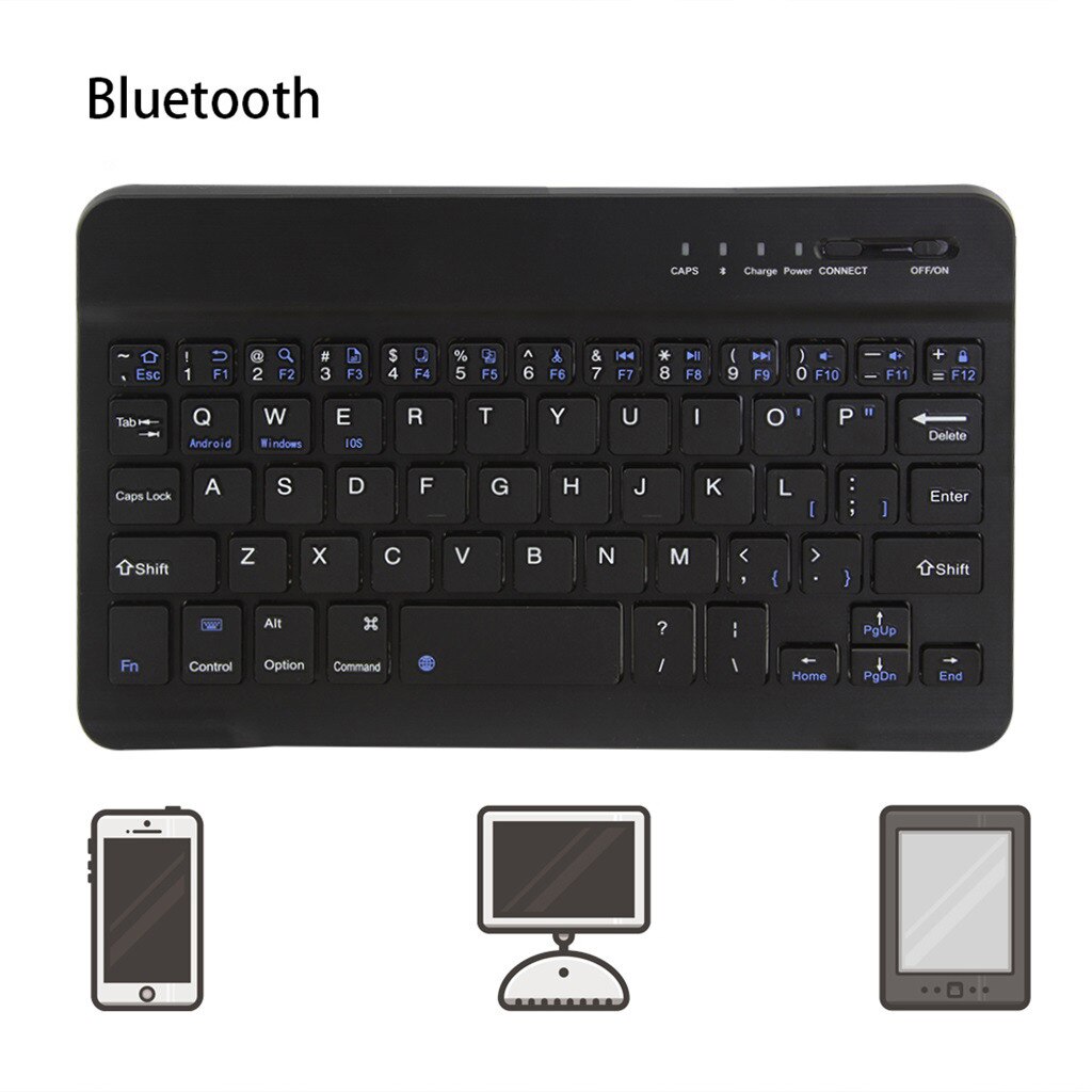 Slim Wireless Bluetooth Keyboard For Imac/ipad Android Phone Laptop Tablet Pc Bluetooth Keyboard With 1pc Charging Cable: Black