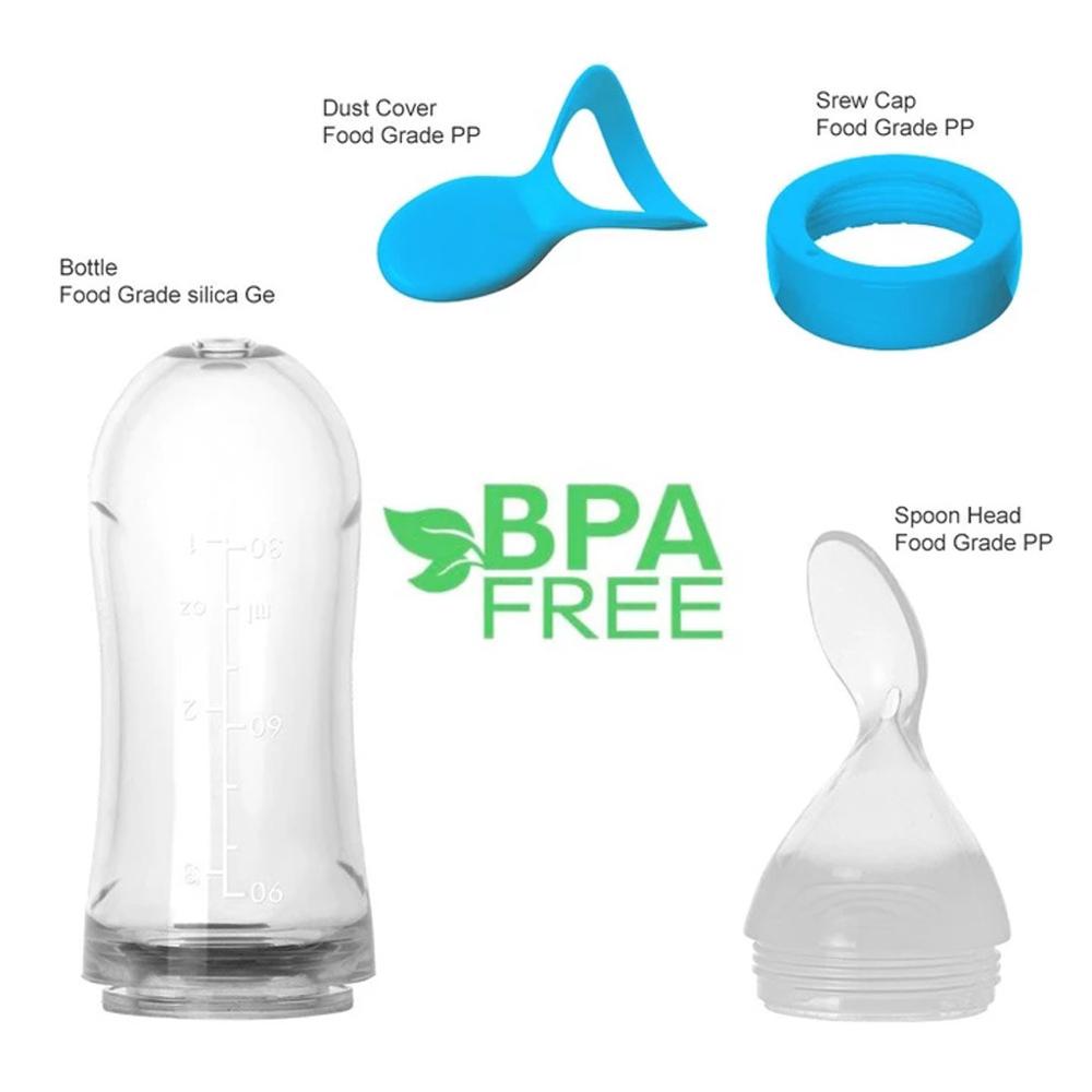 Baby Leuke Zuigfles Baby Fles Menigte Training Siliconen Fles Squeeze Lepel Kind Voedsel Spoonfood Supplement Fles