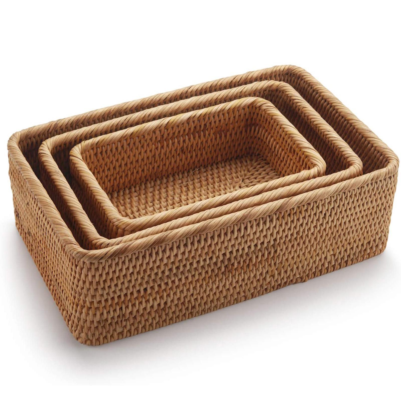 Panier de rangement en osier panier de rangement de bijoux rotin empilable articles divers clé magasine-cosmétiques organisateur boîte de rangement conteneur