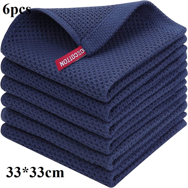 Homaxy 4/6Pcs Cotton Kitchen Towels Ultra Soft Dishcloth Magic Cleaning Cloth Absorbent Cleaning Towel Thickened Wipe Wash Towel: Orange