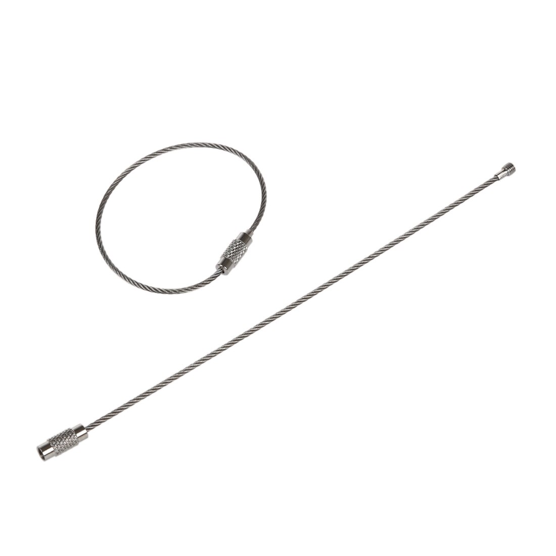 100pcs Stainless Steel Screw Locking Wire Keychain Cable Key Rings Outdoor Accessory