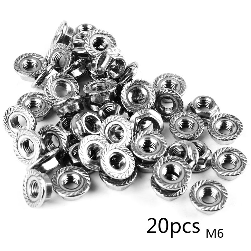 20PCS M6/M8 Stainless Steel Flanged Hex Nuts Antiskid Lock Nut Screw Cap with Serration for 3D Printer Parts Accessories