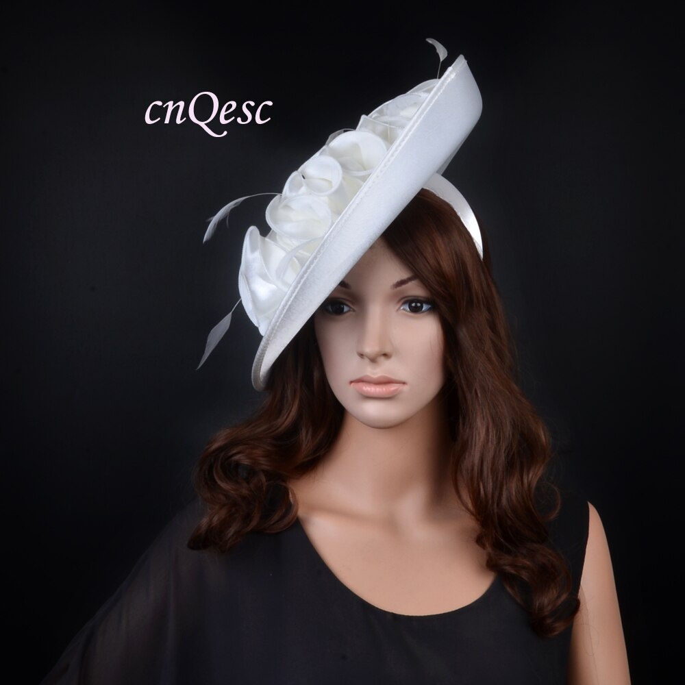 Stor matt satin fascinator sinamay hattar formell klänning hatt för bröllop damhatt lopp .qf118