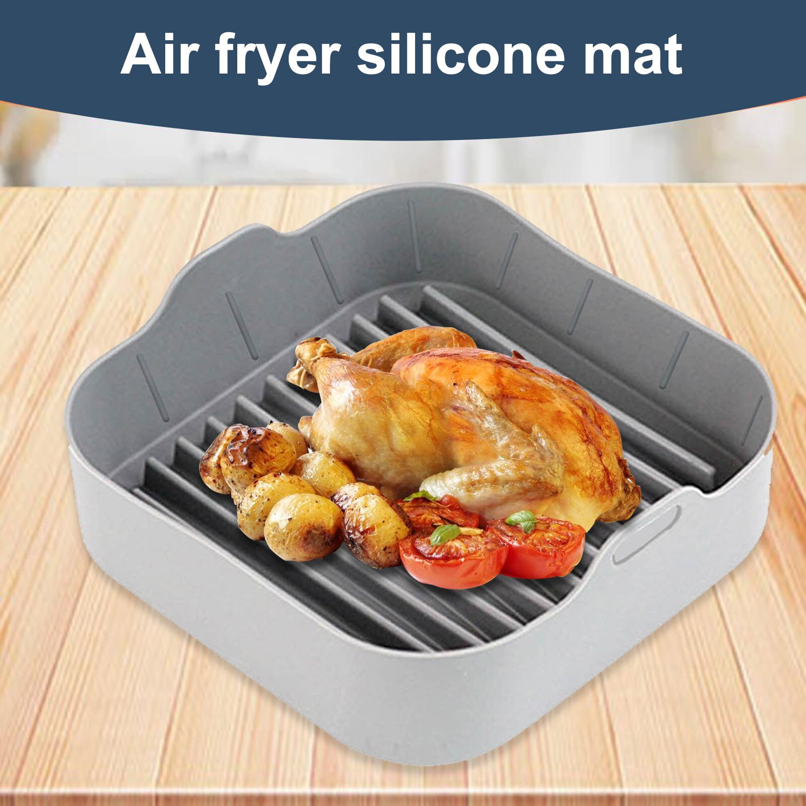 Square Silicone Air Fryer Liner Reusable Air Fryer Basket Non Stick Basket Baking Cooking Kitchen Utensils Airfryer Accessories