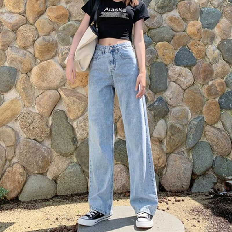 Kvinde jeans høj talje tøj brede ben denim tøj streetwear vintage sommer harajuku løse bukser