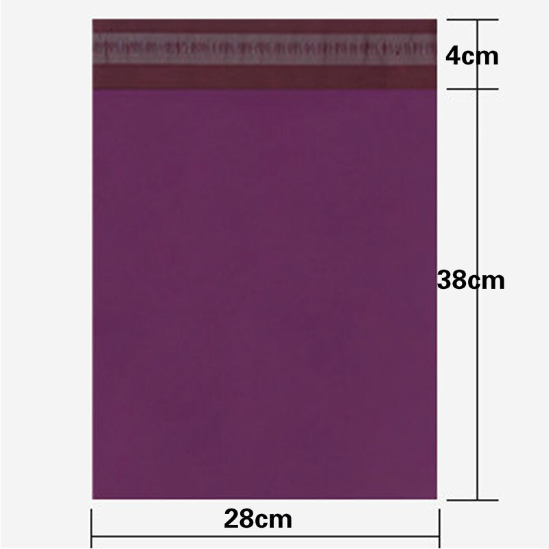 50 st/lot lila tjocka påsar expressbud påsar självförslutande självhäftande vattentät plast poly kuvert postpåsar: 28 x 42 cm 50 st