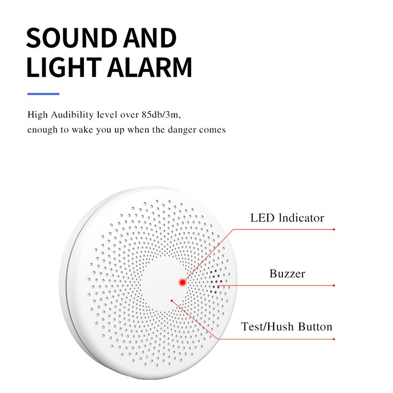 WiFi Smart Smoke Detector Home Fire Smoke Sound And Light Alarm Sensor Fire Protection Security System Firefighters Smart Home