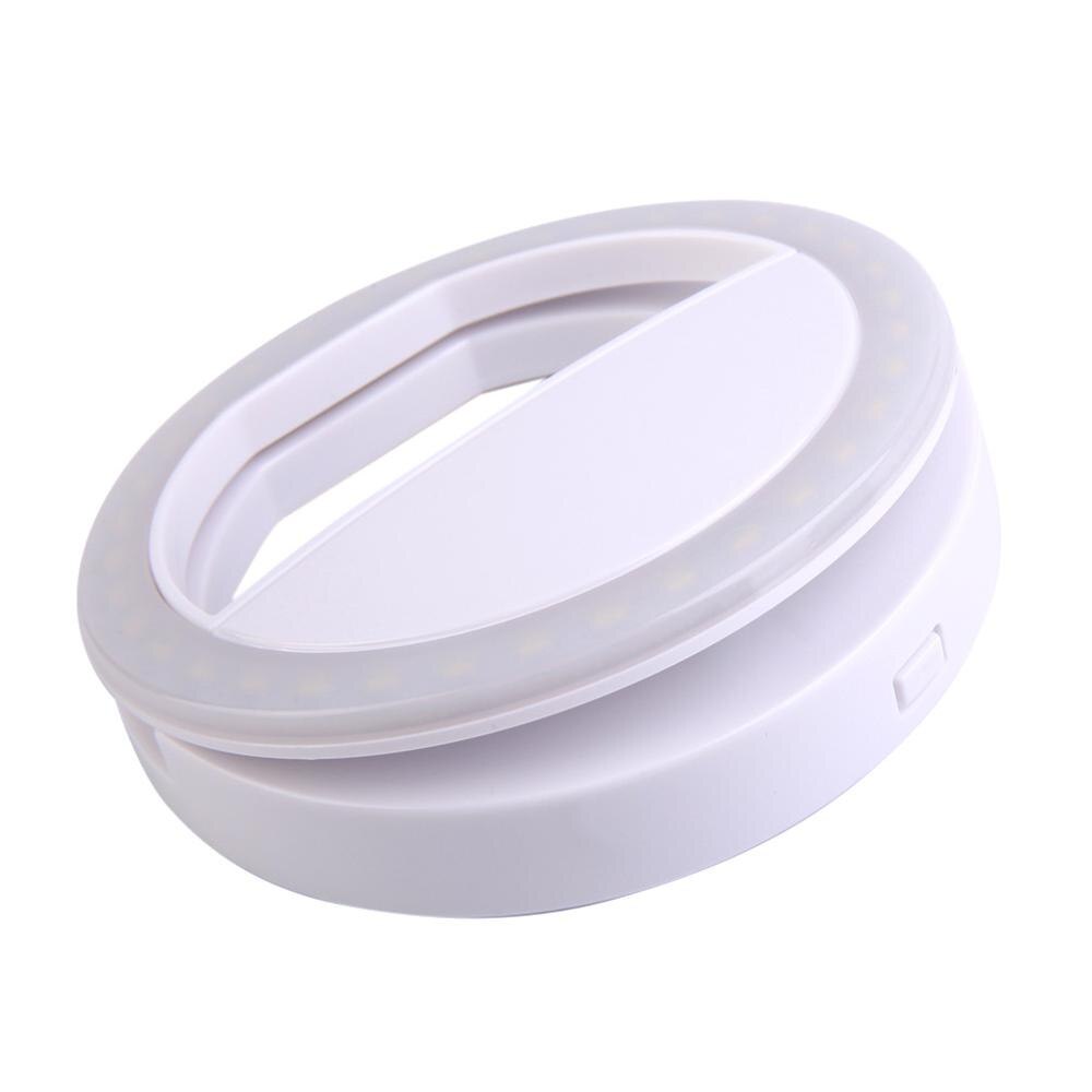 LED Ring Flash Universal Selfie Light Portable Mobile Phone Selfie Lamp Luminous Ring Clip For iPhone Mini Camera Flashlight: White