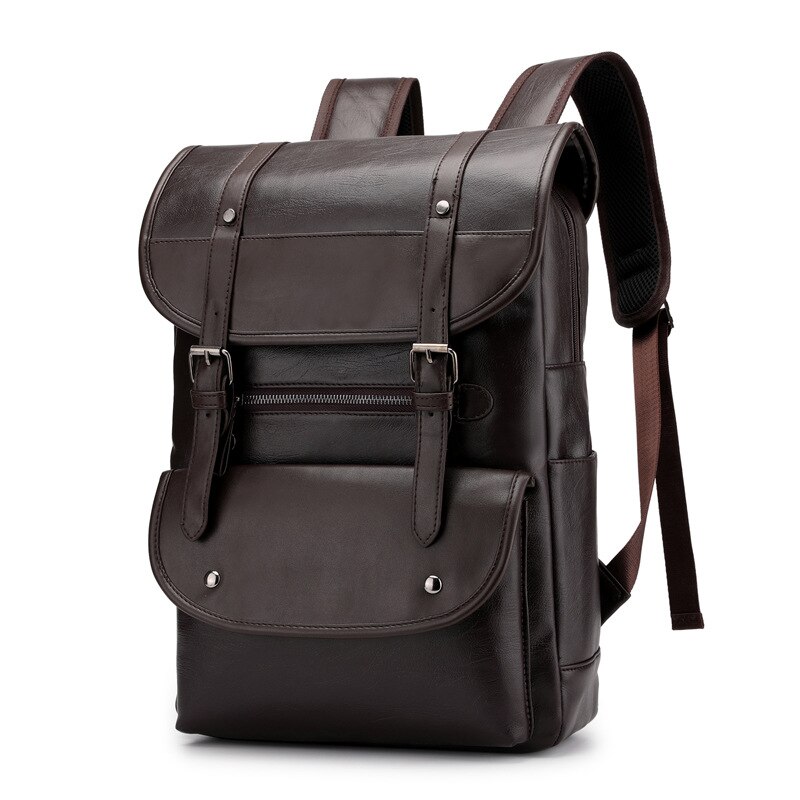 Pu leren rugzak heren rugzak tassen leren laptop rugzak 15.6 inch zachte leren rugzak dames vrijetijdsreistassen: Bruin