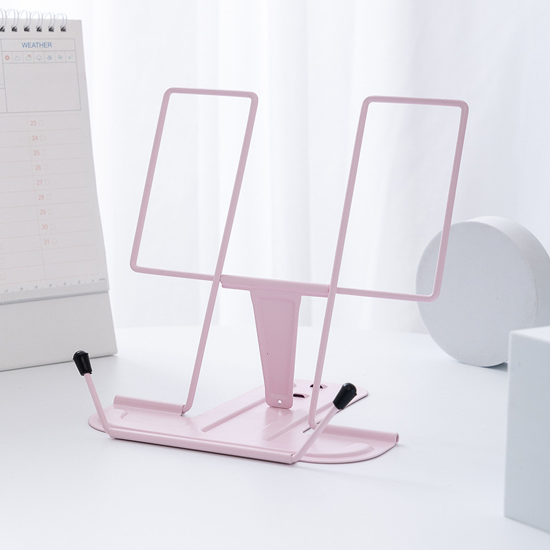 Folding Book Holder with Page Clip Adjustable Metal Book Rest Recipe Cookbook Holder Stand Lightweight Portable for Kids: green