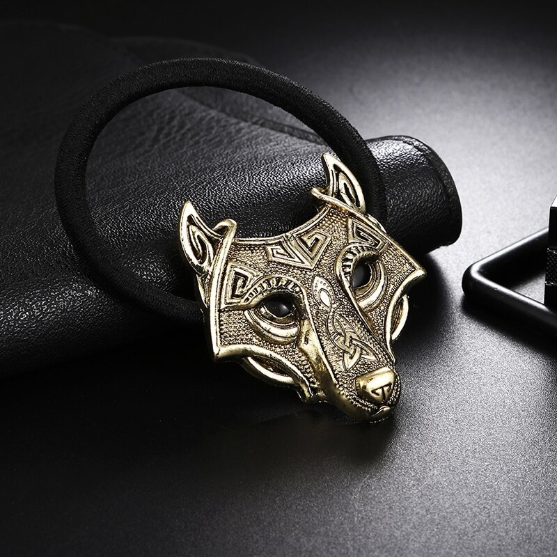 Mode Hoofd Sieraden Noord Vikings Wolf Haarbanden Wolf Hoofd Elastische Haar Elastiekjes Haar Touw Vrouwen