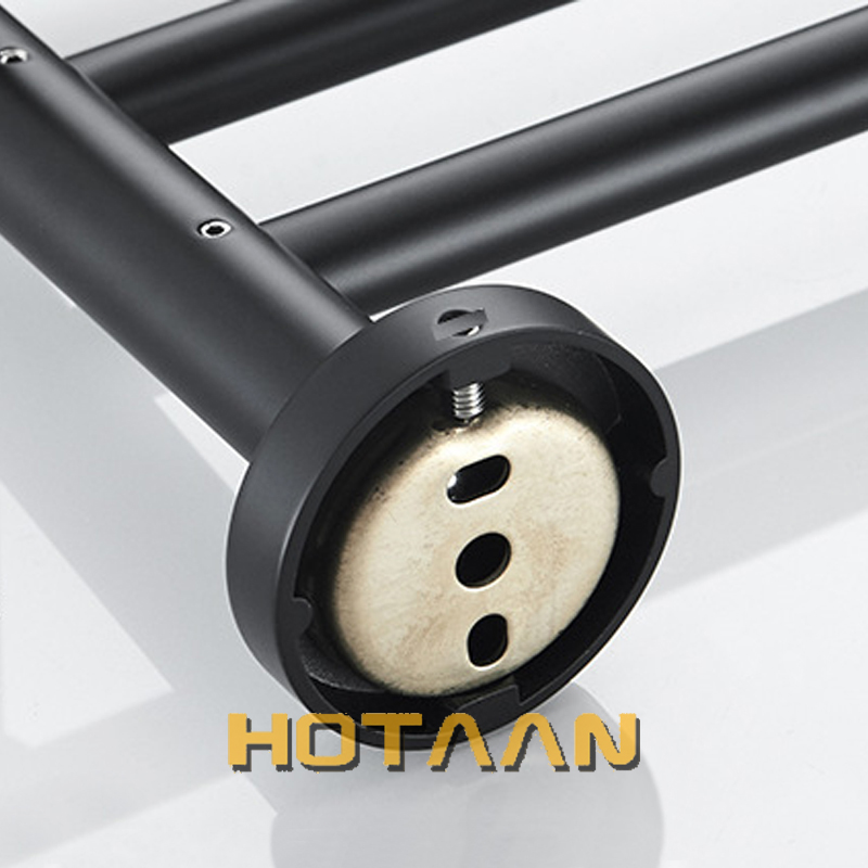 Hotaan-toallero ajustable de estilo moderno, color negro mate, Base redonda, espacio montado en la pared, barras de aluminio, colgador de toallas