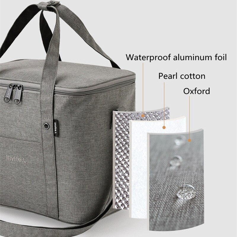 Duża na ramię torba termiczna termiczne torby na obiad dużego ciężaru izolowane torebka chłodząca przenośny piknik na świeżym powietrzu napój jedzenie piwo pojemnik robić przechowywania