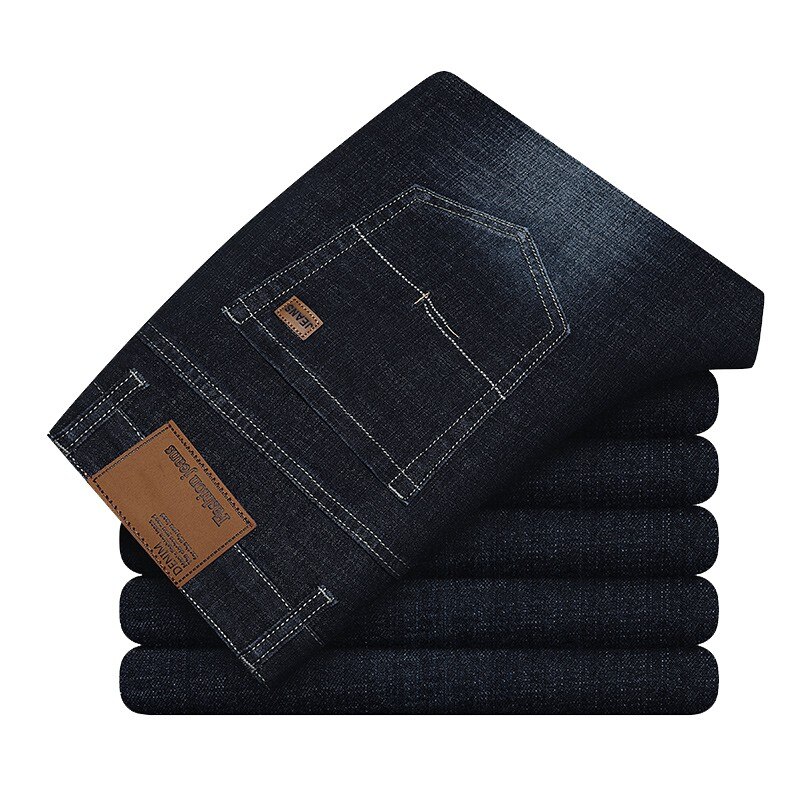 Dikke katoenen stof relaxed fit merk jeans heren casual klassiek rechte losse jeans heren denim broek broek maat
