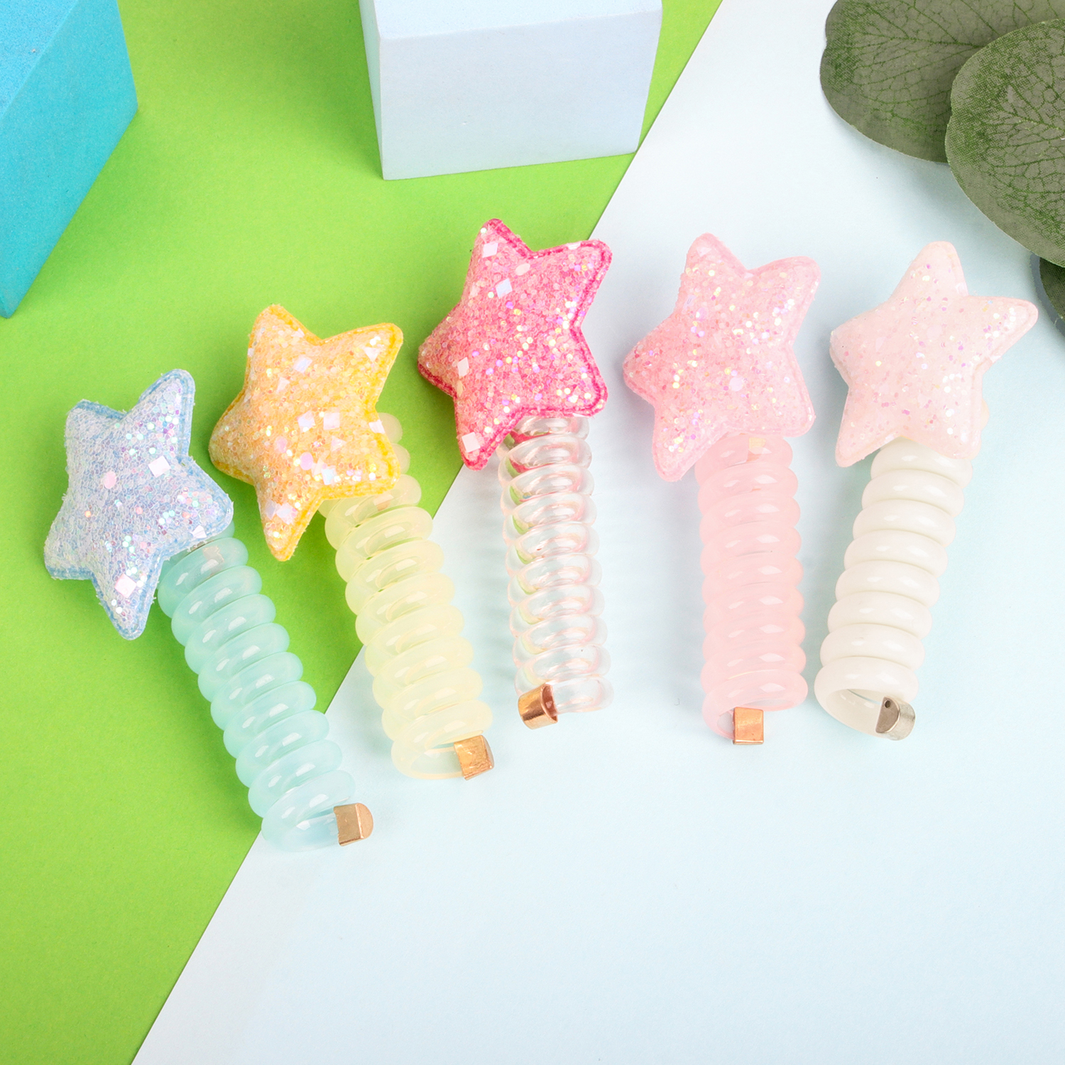 Pailletten Bloem Elastisch Haartouw Schattige Meisjes Telefoondraad Lijn Elasticiteit Glitter Ster Haarband Voor Kinderen Haaraccessoires