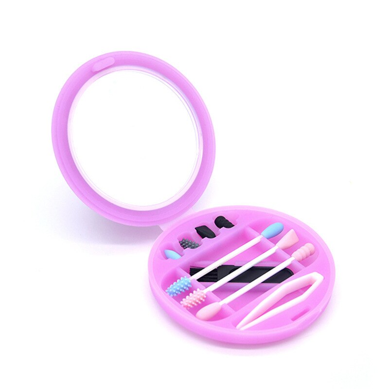 Silicone q-tip écouvillons ensemble coton-tige réutilisable nettoyage des oreilles Silicone lavable maquillage écouvillons bâtons doux Flexible maquillage outils Kit: Pink