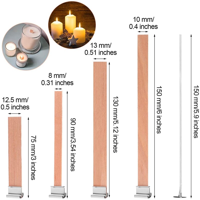 Mecha de vela 40 Uds madera mechas para velas 20 piezas Uds largo de encerado mechas mecha de vela para bricolaje velas herramientas artesanía fabricación de velas Kit