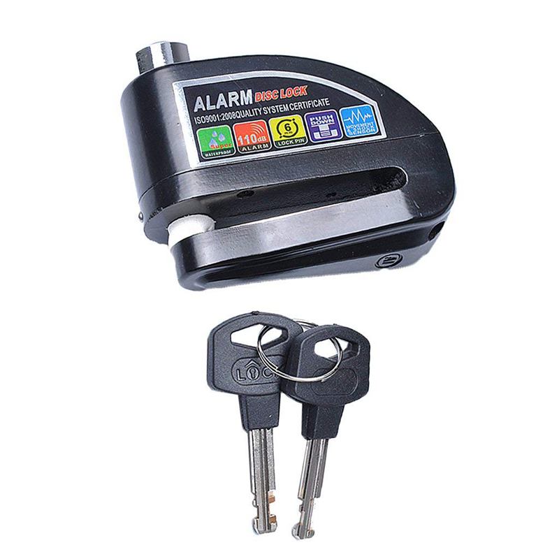 Candado antirrobo para motocicleta, bloqueo de alarma de seguridad para freno de disco de rueda, negro