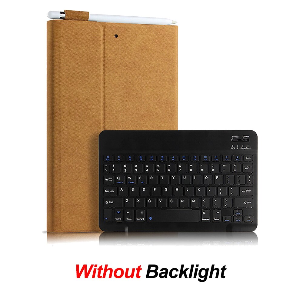 Funda para tableta para iPad 10,2 , teclado Bluetooth con ranura para lápiz, 7. ª generación, A2197, A2200, A2198: Brown-Black