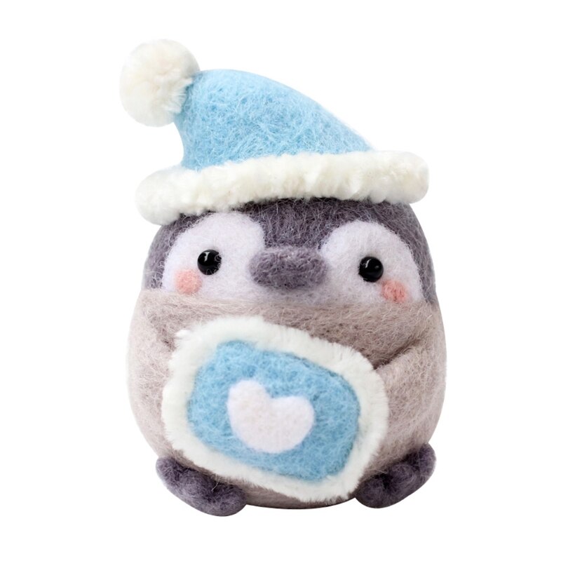 Cute Animal Cartoon Wool Doll Felt Craft DIY Unfinished Poked Handcraft Kitting R9JC: E