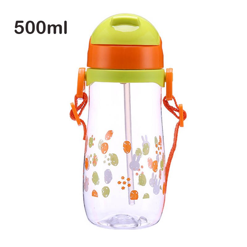 Bijgewerkt Duurzaam Baby Luier Kids Straw Cup Drinkfles Sippy Cups Met Handvatten Leuke Voeden Fles 300/500ml: 500ml Orange Sling