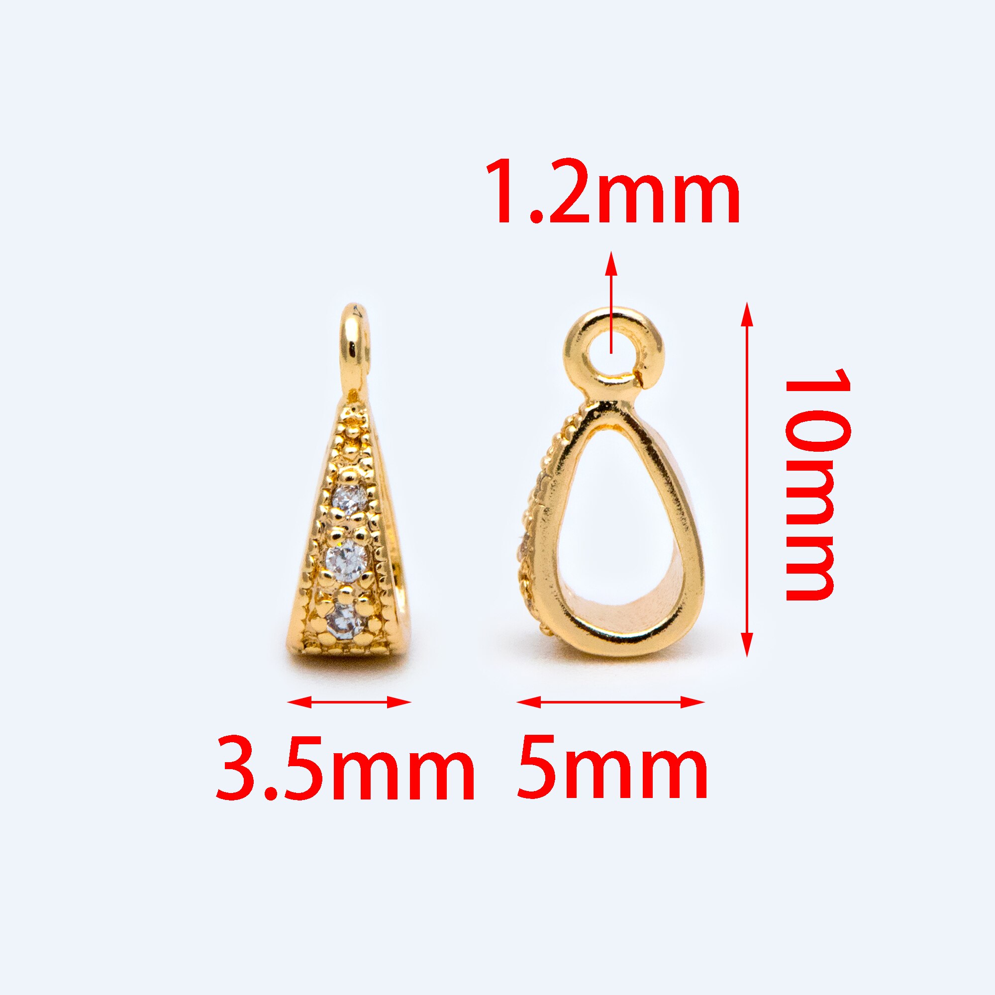 10Pcs Cz Verharde Open Loop Bail, Vergulde Bail, Vergulde Borgtocht, Kleine Bail, sieraden Bail, Hanger Borgtocht, Metalen Borgtocht