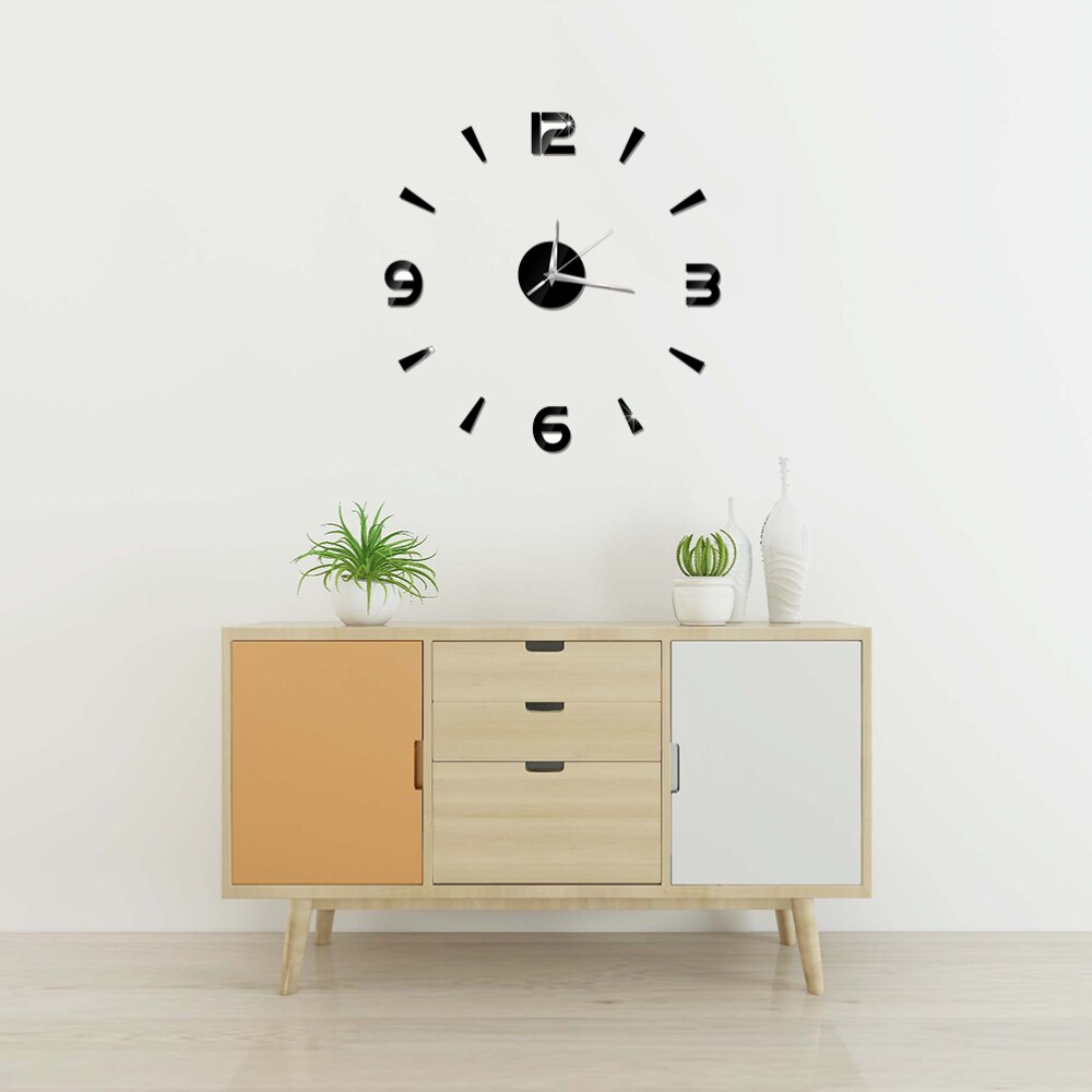 3D bricolage horloge murale moderne acrylique chiffre arabe horloge murale pour la maison salon chambre décoration-noir (batterie non incluse): Black