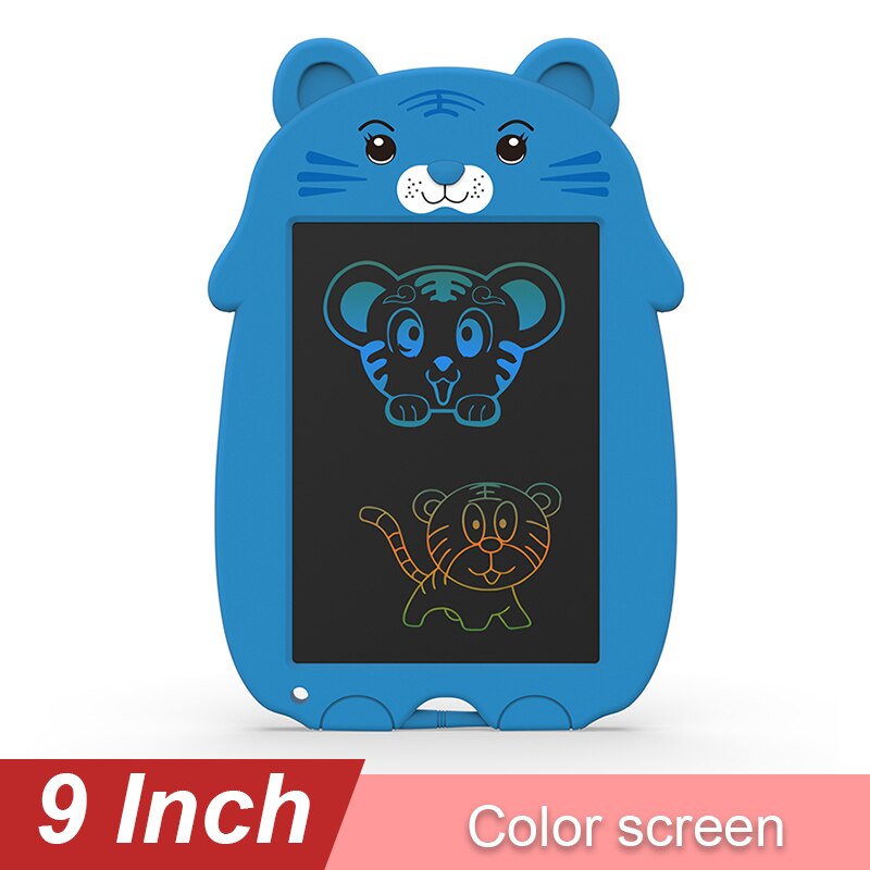 9- inch lcd writing tablet drawing toy, colorful cute cardboard shaped doodle drawing board pad, personalized for children: Blue tiger cs