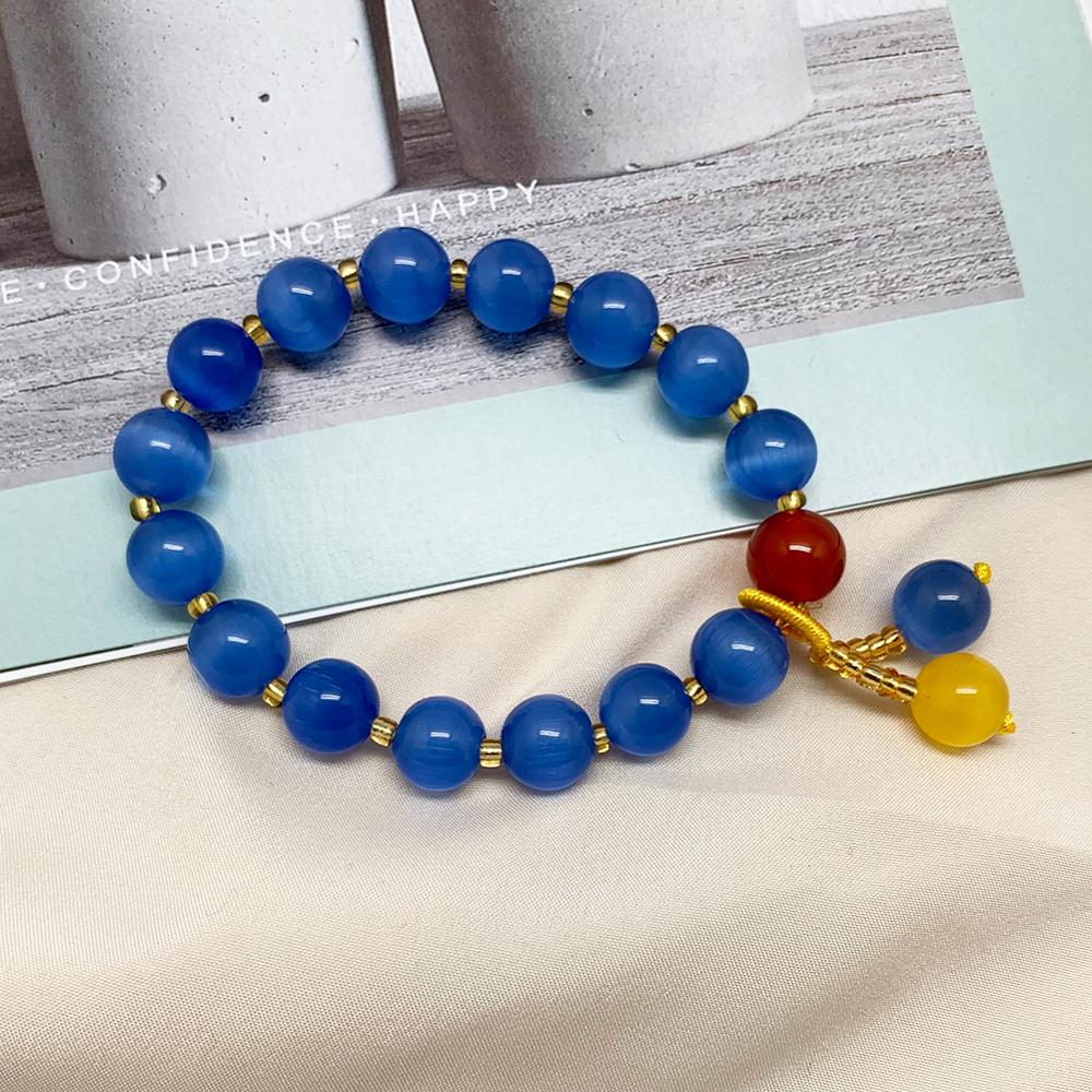 10mm Natural Stone Beaded Bracelet Multi-colored Jewelry for Women Bracelet Bangle for the Year: Dark Blue