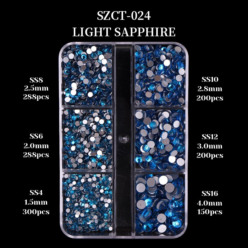 6Grids/box Nail Art Rhinestones 1426pcs AB Mixed Size Crystal Gem Diamonds 3D Nail Rhineston Nail Art Decoration DIY Face Makeup: 06