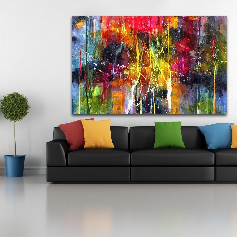 QKART Abstract Schilderen Kleurrijke Canvas Muur Foto 'S voor Woonkamer Kantoor Slaapkamer Moderne Canvas Olieverf