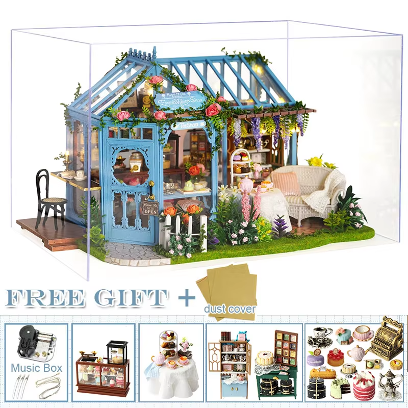Cutebee DIY Puppenhaus Bausatz Japanischer Garten RV Holz Miniatur Puppenhaus Spielzeug für freundlicher Mädchen Erwachsene Mädchen