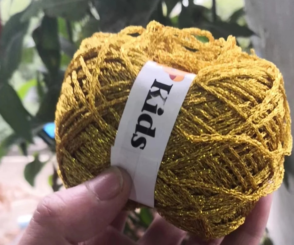 50 g/Knäuel, bunt, einzigartig, Gold, Silber, Wolle, Baumwolle, metallisch-Garn, Strang, Häkelfaden, Glitzer, handgewebte Basteltasche: Gold