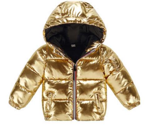 Barn vinterjacka för barn flickor silver guld pojkar casual huva kappa babykläder ytterkläder barn parka jacka snödräkt: Guld- / 6t