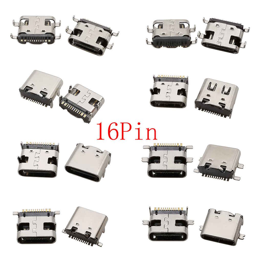 Connecteur USB Type C femelle, 2/6/16/24 broches, prise SMD SMT type-c, Port de chargement pour le soudage de PCB, adaptateur de réparation, bricolage, 10 pièces