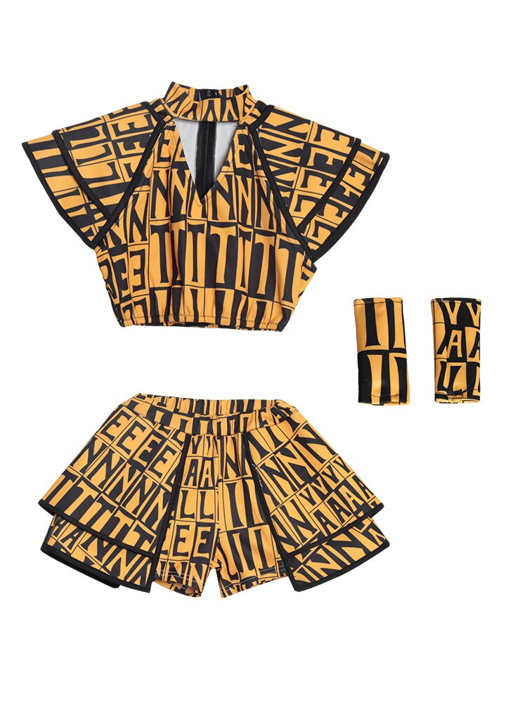 Hip Hop Dance Costumes Girls Catwalk Jazz Performance Clothing Modern Outfit Children Cheerleaders Street Dancing Wear DNV12989: 130cm