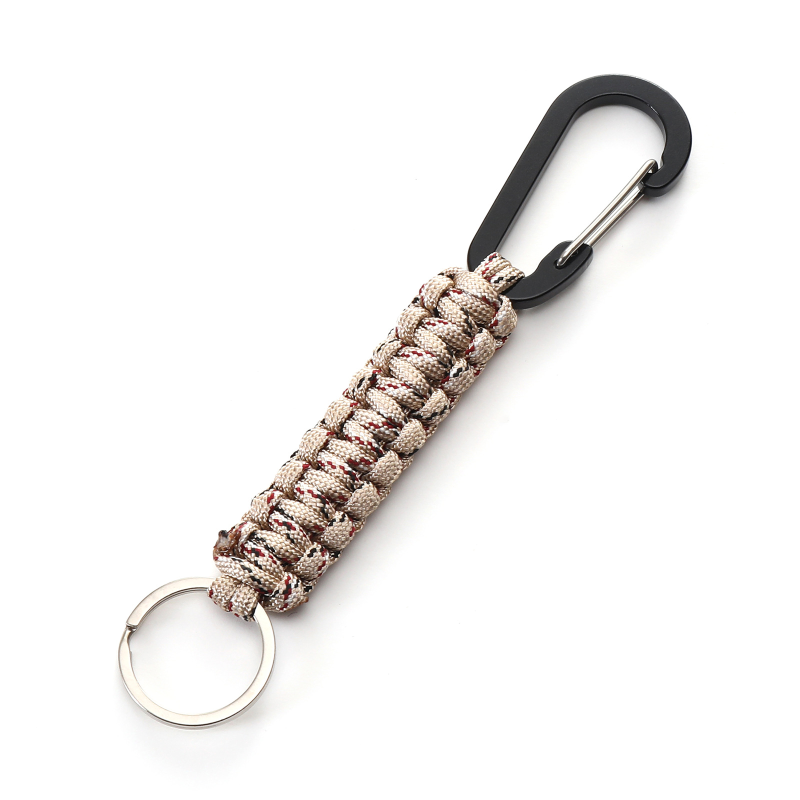 Regenschirm-Seil-Schlüsselanhänger mit Klettverschluss für Tarnung-Schlüsselanhänger, Messer, Taschenlampe, draussen-Camping-Rucksack: Schwarz