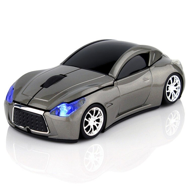 Chyi auto-vormige draadloze muis, usb optische computer mini-muis, 3d pc 1600 dpi muis met led-lampje voor kindernotebook en laptop: Grijs