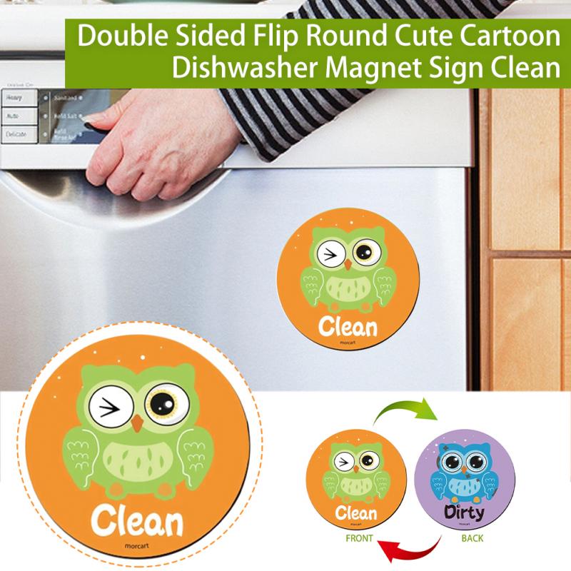 Grappig Waterdichte Niet Scratch Schoon Vuile Leuke Cartoon Vaatwasser Magneet Teken Omkeerbare Indicator Dubbelzijdig Flip Home Keuken
