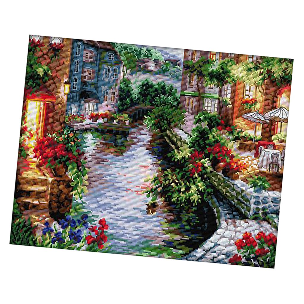 Cross Stitch Kits Embroidery Kit - The Lakeside House (Stamped) 14CT 48x40cm