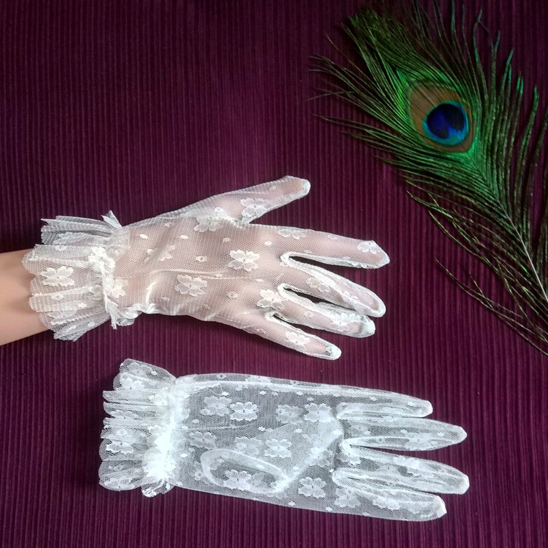 Guantes de encaje Lolita de estilo japonés, accesorios de manga Lolita, guantes blancos de encaje oscuro gótico para novia: Off-white