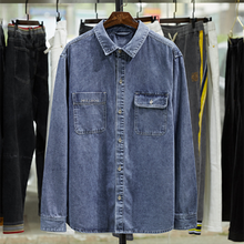 Camisa vaquera bordada de talla grande para hombre, chaqueta exterior de Color sólido, ropa de senderismo al aire libre, novedad de primavera e invierno