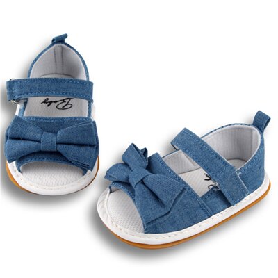 Bébé fille sandales bébé chaussures été coton toile à pois noeud bébé fille sandales -né bébé chaussures Playtoday plage sandales: Bleu / 5