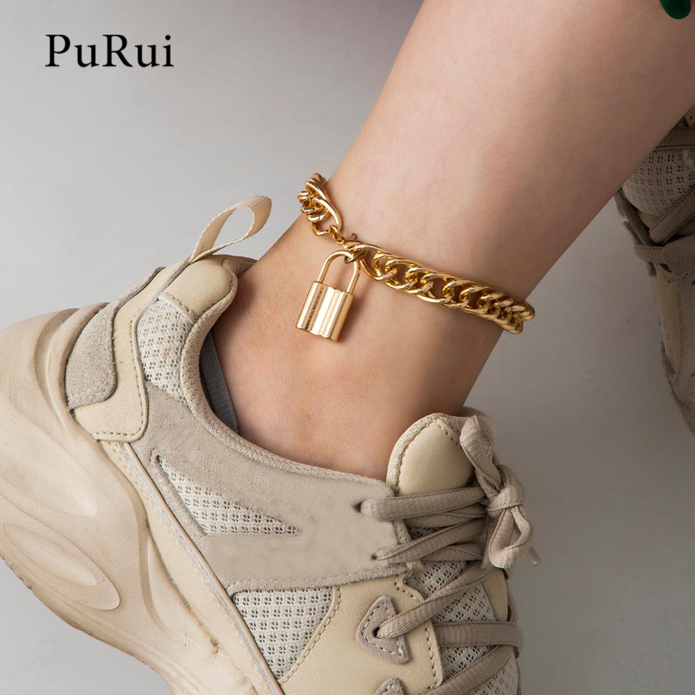 Ankle Bracelet for Women Lock Pendant Anklet Gold Color Metal Leg Bracelet Boho Foot Jewelry Chains Women Accesorios Mujer