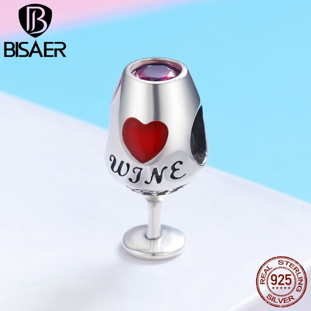 Echt 925 Sterling Silber Wein Tasse Charme Weinglas Winebowl Charme Perlen Fit für Frauen Armbänder & Armreifen Schmuck, Der ECC788