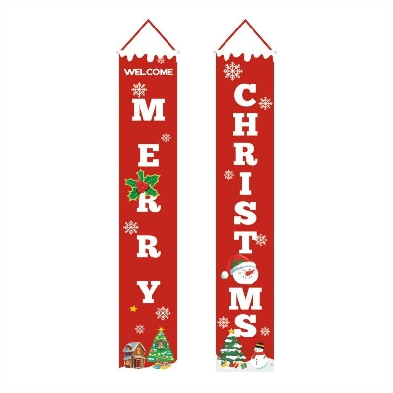 2 Pcs Christmas Banner Curtain Christmas Curtain Festival Decoration Christmas Decoration