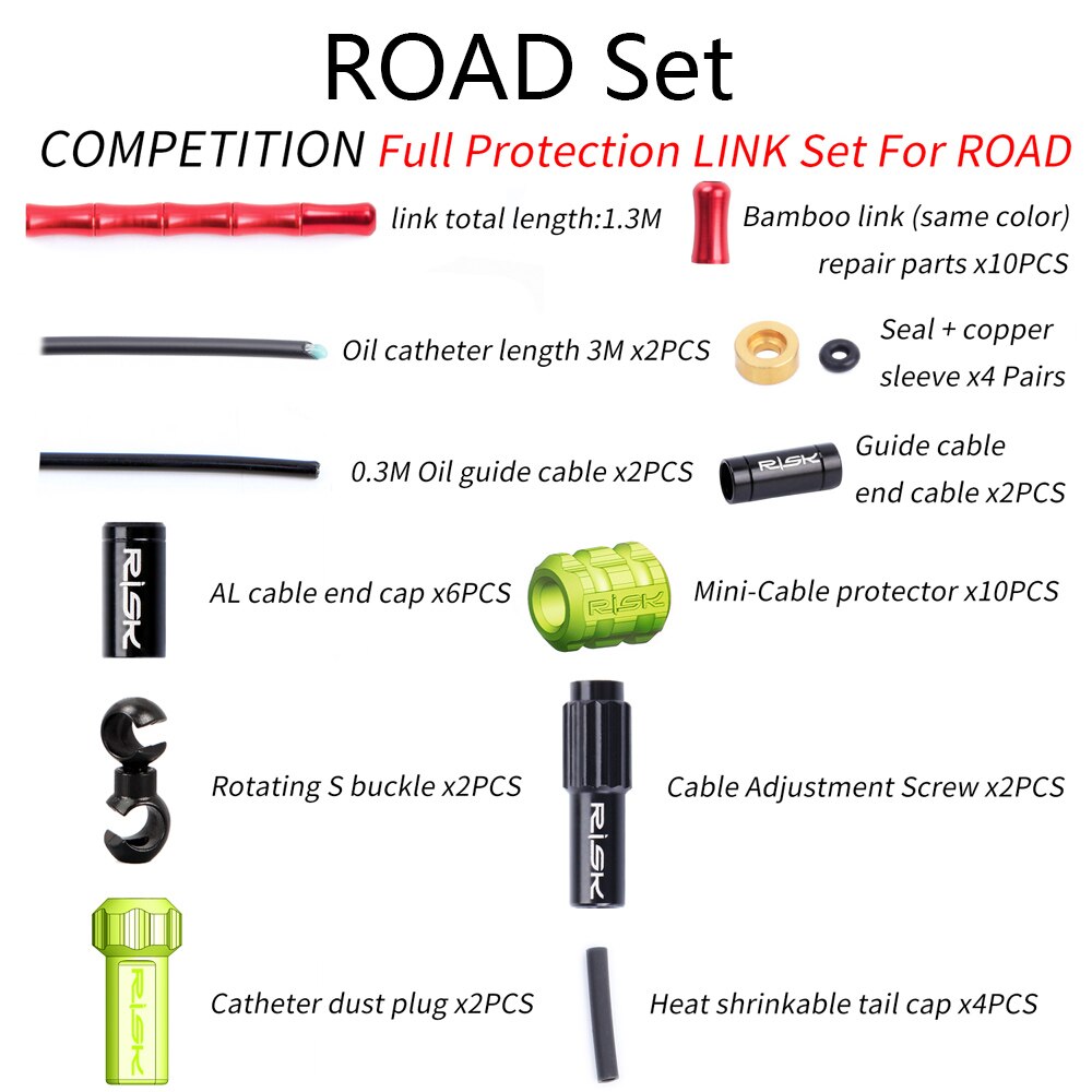 RISK Bicycle Brake Cable Set Derailleur Shift Housing Aluminum Alloy Links MTB Road Bike Brake Housing Shifting Wires Line