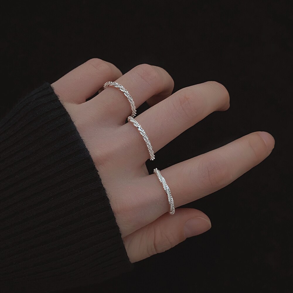 Ifmia Aangekomen Trend Minimalisme Zilver Kleur Fonkelende Ring Eenvoudige Stijl Decoratieve Wijsvinger Ring Vrouwen Mode-sieraden
